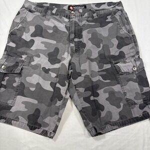 Mens Southpole Y2K Camo Canvas Cargo Shorts Gray  Skater Size 38